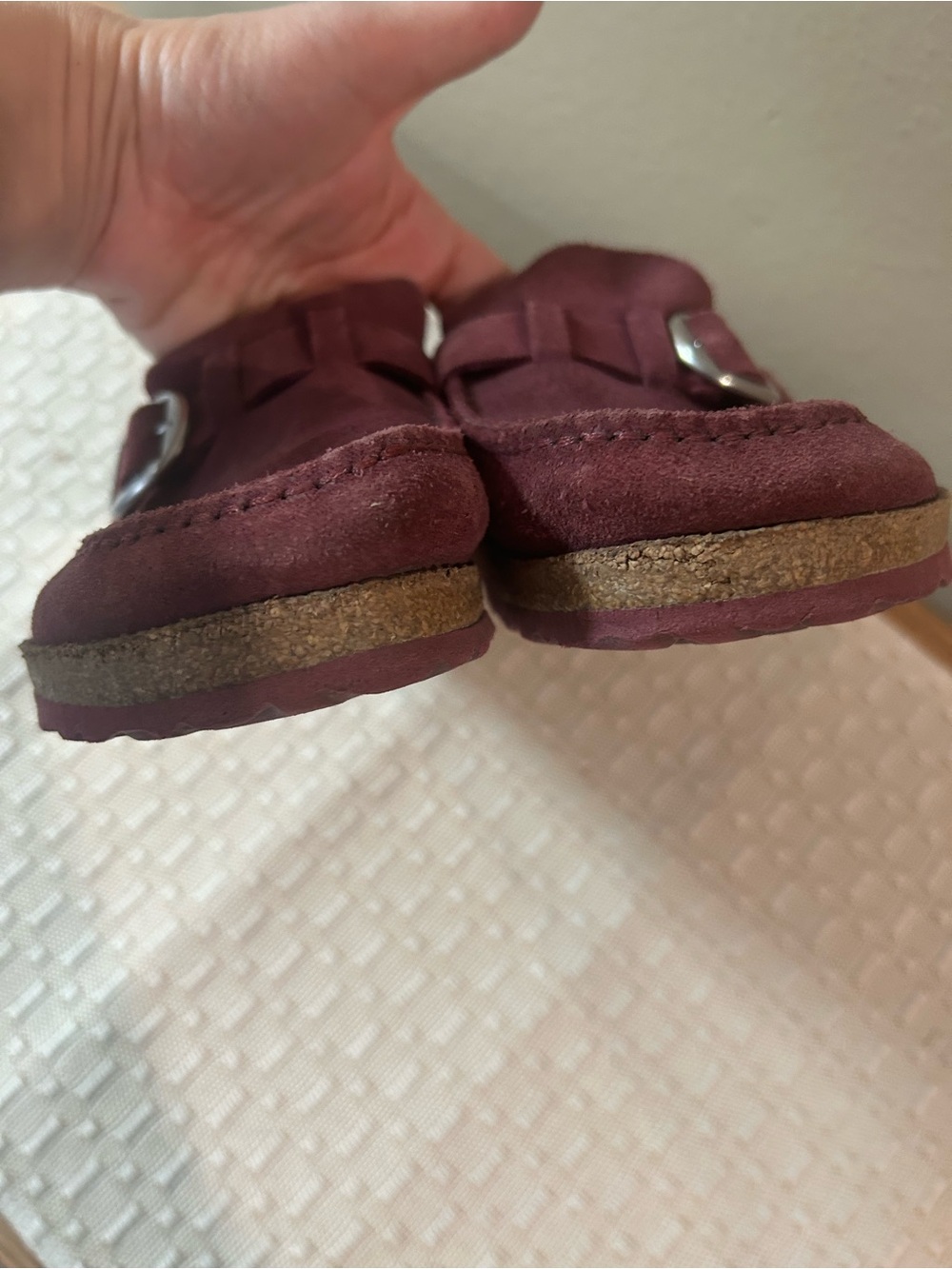 Birkenstock Buckley Clogs Size 38 Maroon Suede - Picture 2 of 7